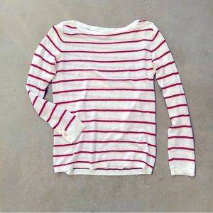 Club Monaco Red Striped Knit Sweater Buttons
